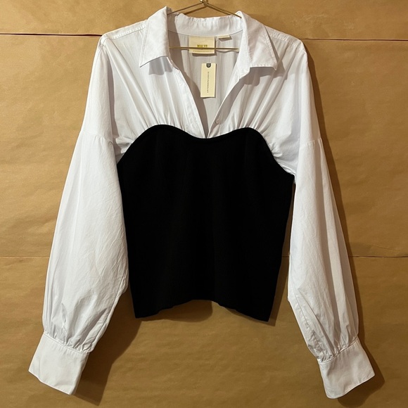 Anthropologie | NWT Maeve Long Sleeve Ruched Tube Twofer Sweater Top Size XL - Picture 1 of 15